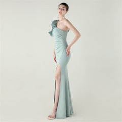 One-Shoulder Beaded Maxi Dress