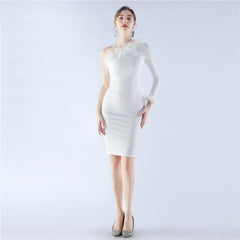 One-Shoulder Sequined Feather Dress