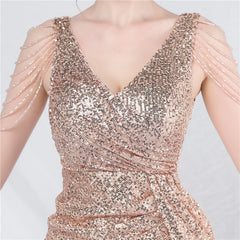 Sequined V-Neck Bodycon Dress