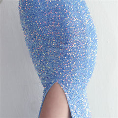 Lace-Up Sequin Split Maxi Dress