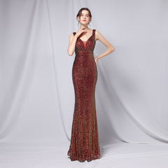V-Neck Fishtail Maxi Dress