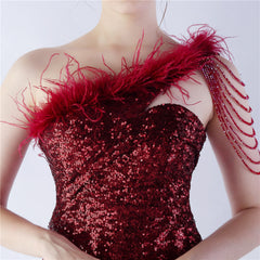 One-Shoulder Sequin Maxi Dress