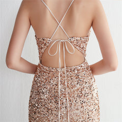 Sequined V-Neck Maxi Dress