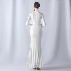 Feathered Sequin Wave Maxi Dress