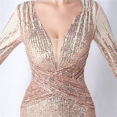 Ostrich Feather Gradient Sequin Maxi Dress