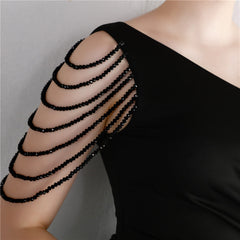 Beaded One-Shoulder Fishtail Maxi Dress