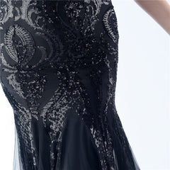 Ostrich Feather Sequined One-Shoulder Maxi Dress