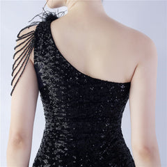 One-Shoulder Sequin Maxi Dress