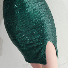 V-Neck Split Sheath Dress