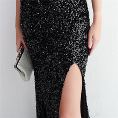 Sequined V-Neck Maxi Dress