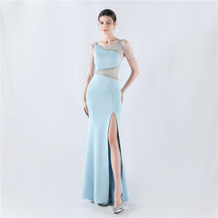 Embroidered Sheer Mesh Maxi Dress