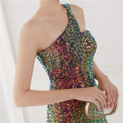 Asymmetric Sequin Maxi Dress