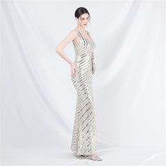 Sequin Split Maxi Dress