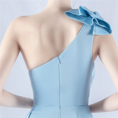 One-Shoulder Beaded Rhinestone Maxi Dress