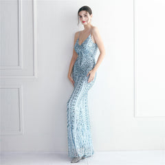 Sequined Fringed Fishtail Maxi Dress