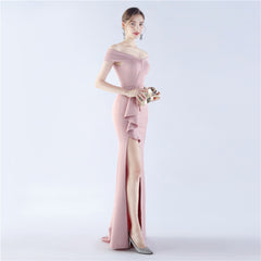 Off-Shoulder Maxi Split Dress