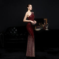 Sequined Rhinestone Evening Gown
