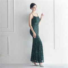 Sequined Asymmetric Maxi Dress