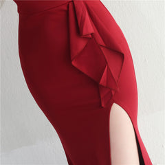 Ruffled One-Shoulder Maxi Dress