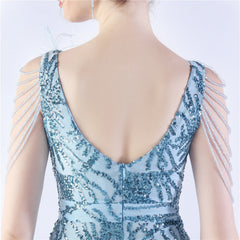 Ostrich Feather Beaded Maxi Dress