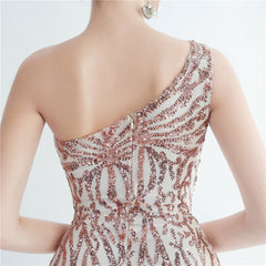 One-Shoulder Sequin Maxi Dress