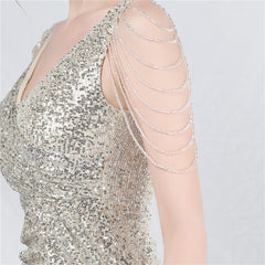 Sequined V-Neck Bodycon Dress