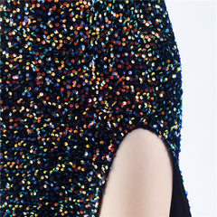 Asymmetric Sequin Maxi Dress