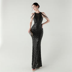 Sequined Fishtail Maxi Dress