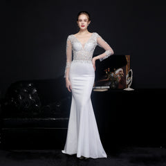Elegant Lace Diamond Fishtail Dress