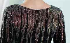 Sequined Gradient Fishtail Maxi Dress