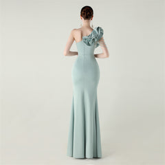 One-Shoulder Beaded Maxi Dress