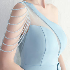 Beaded One-Shoulder Split Maxi Dress