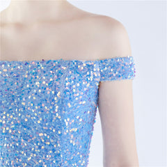 Off-Shoulder Sequin Split Maxi Dress