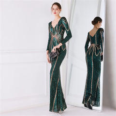 Sequin Fishtail Maxi Dress