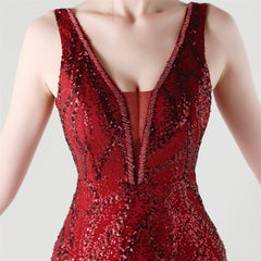 Backless Sequined Fishtail Maxi Dress