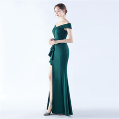 Off-Shoulder Maxi Split Dress