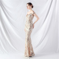 Off-Shoulder Corset Maxi Dress