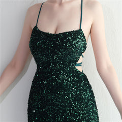 Lace-Up Sequin Split Maxi Dress