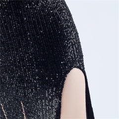 One-Shoulder Ombre Sequin Feather Dress