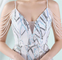 Sequin Lace Fishtail Maxi Dress