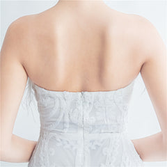 Ostrich Feather Strapless Maxi Dress