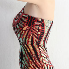 Sequined One-Shoulder Maxi Dress