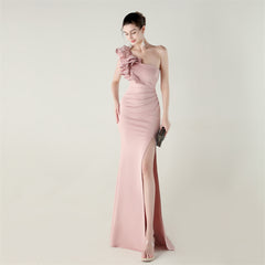 One-Shoulder Beaded Maxi Dress