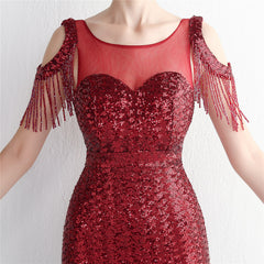 Sequined Cutout Fishtail Maxi Dress