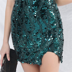Sequined V-Neck Bodycon Dress