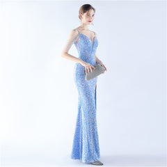 Asymmetric Sequin Maxi Dress