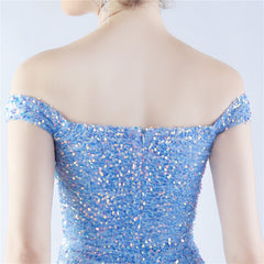 Off-Shoulder Sequin Split Maxi Dress