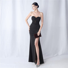 Strapless Boned Split Maxi Dress