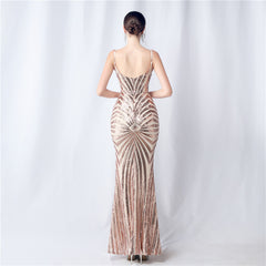 Elegant Sequin V-Neck Maxi Dress