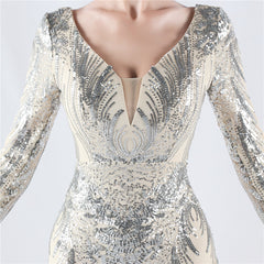 Sequin Feather Maxi Dress